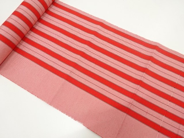 JAPANESE KIMONO / ANTIQUE STRIPED WEAVE 8-SUN OBI FABRIC BOLT